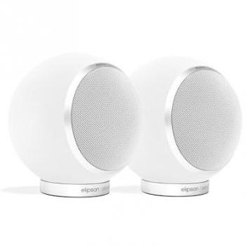 Altavoz compacto Elipson Planet M 2.0 Mercury Ice Satin - Par de altavoces estéreo, diseño esférico, 80 W