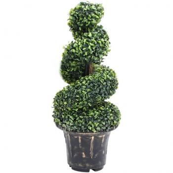 Artificial Boxwood Spiral Plant in Pot - Green 89 cm (35)