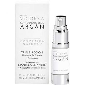 VICORVA CONTORNO DE OJOS ARGÁN | Triple acción: hidratante, reafirmante y antiarrugas | Minimiza bolsas y ojeras | Aceite de Argán y Manteca de Karité | 15ml