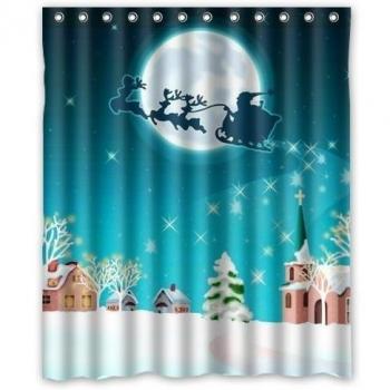 Custom Cartoon Christmas Santa Claus Shower Curtain Amazing Bath Curtain Decorate your bathroom 152x182cm