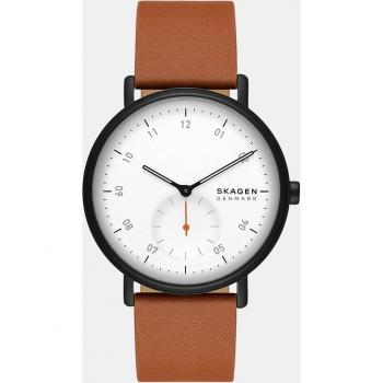 Skagen Kuppel Brown Leather Strap White Dial Quartz SKW6889 Men's Watch