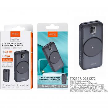 Power Bank JC TD2127 de 20.000mAh en color negro