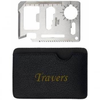 Herramienta multifunción de bolsillo con estuche con nombre grabado: Travers