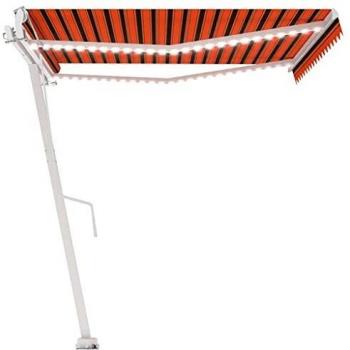 vidaXL Toldo Automático LED Sensor de Viento Plegable Manivela Ventana Sombrilla Jardín Terraza Balcón Ajustable Impermeable Naranja Marrón 450x300 cm