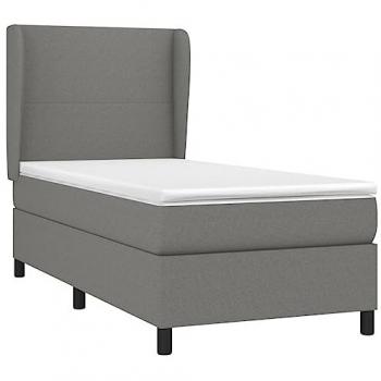 Cama box spring con colchón viscoelástico espuma protector muelles ensacados adaptable acolchado reversible tela gris oscuro 80x200 cm