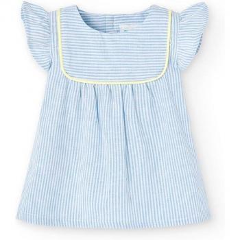 Vestido de bebé niña con mangas volante y estampado de rayas