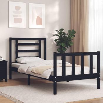 Cabecero de cama negro de madera maciza 100x200 cm