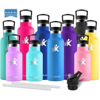 KollyKolla Botella de Agua Acero Inoxidable Termica Oficina Termos Ecológica Frascos Térmicos Deportiva con Pajita y Filtro Termo Niños Sin BPA Water Bottle Reutilizables,