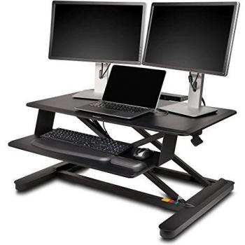 Kensington K52804WW - Estación de Trabajo con Asiento Ergonómico Montado, Estructura de Dos Niveles para la Configuración de la Superficie del Escritorio Principal, Teclado, Ratón y Monitor Doble