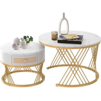 Cama doble capitoné 180 x 200 cm con dos mesitas, luz de lectura en cabecera y carga USB, Beige