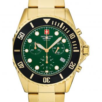 Reloj Cronógrafo Swiss Alpine Military 7053.9114 Hombre 42mm Acero Inoxidable Verde 10ATM