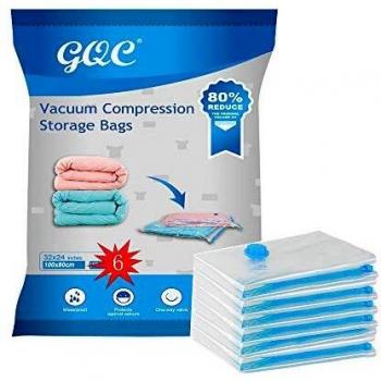 GQC Bolsa al Vacio Ropa, 6unidades Bolsas de Almacenaje Ahorro Espacio Bolsas de Vacio para Guardar Ropa, Edredones, Almohadas, MantasS