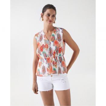 Top de mujer con tirantes, estampado y efecto plisado de Salsa Jeans