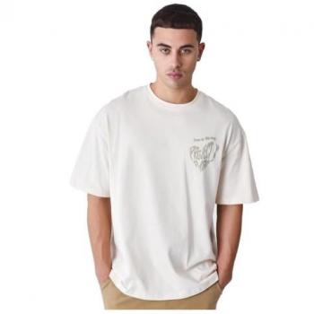 Project X Paris Beige Heart T-Shirt for Men - Size XL