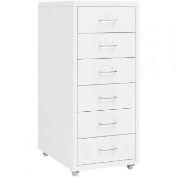 Gabinete archivador móvil de metal blanco 28x41x69 cm