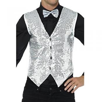 Chaleco Plateado de Lentejuelas para Hombre - Talla M
