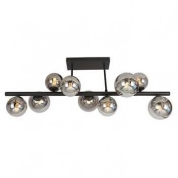Plafón de Techo Decorativo Boston Negro Fumé 9xG9 - Iluminación Moderna de Acero y Cristal