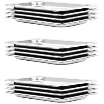 vidaXL 12x Bandejas Gastronorm de Alimentos GN 1/3 Utensilios Cocina Calientaplatos Plato Platillo Comida Buffet Baño María 20 mm Acero Inoxidable