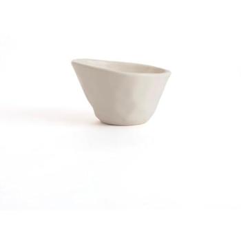 Bol Cerámico Irregular Blanco Brillo Ø12cm con Relieves Orgánicos, Apto para Microondas y Apilable