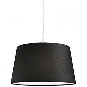 Lámpara colgante moderna blanca con pantalla negra de 45 cm, E27, apta para LED