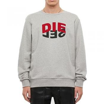 Diesel Men's Bicolour Logo Crewneck Sweatshirt - Melange Grey - Size L