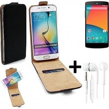 TOP SET: Caso Smartphone para LG Nexus 5 cubierta del estilo del tirón 360°, negro + Auriculares, cubierta del tirón - K-S-Trade | Funda Universal Caso Monedero cubierta del tirón Monedero Monedero