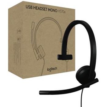 Auriculares Alámbricos Mono USB-A Logitech H570e para Oficina/Centro de Llamadas, Certificados para Microsoft Teams, Color Negro