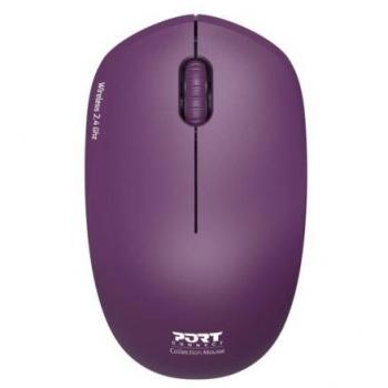 Port Designs 900539 - Ratón inalámbrico óptico ambidiestro de 1600 DPI (color morado)