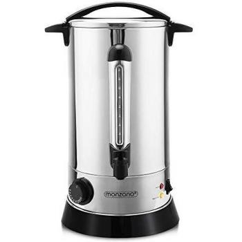 Hervidor de Vino Caliente Monzana 20L Acero Inoxidable Dispensador de Bebidas Templadas con Regulador de Temperatura 30-110°C y Bandeja Antigoteo
