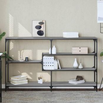 Mesa consola de madera contrachapada 160x32x95 cm en color Negro, Roble Sonoma y Roble ahumado - Mesa de sofá, mesa de entrada para salón, consola de entrada, mueble recibidor, mesita