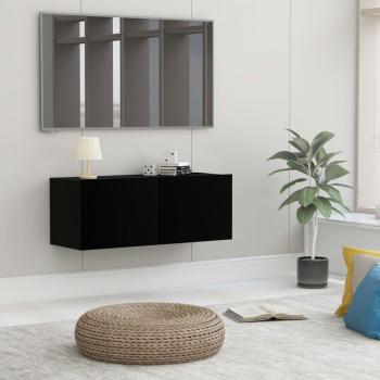 Mueble para TV de madera contrachapada negro 80x30x30 cm