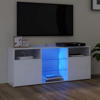 Soporte para TV móvil con luces LED blanco pulido 120x30x50cm