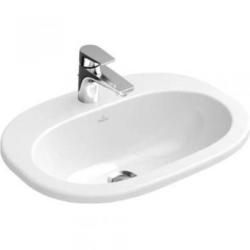 Lavabo encastrable Villeroy & Boch O.Novo 56x40,5 cm, Blanco CeramicPlus, con orificio para grifo y desagüe