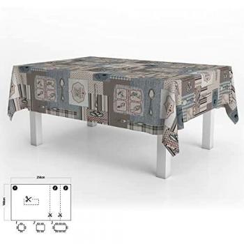 ORYX 5544077 Mantel Hule Rectangular Menu Restaurante Impermeable Antimanchas PVC 140x250 cm. Recortable Uso Interior y Exterior, 0, Multicolor