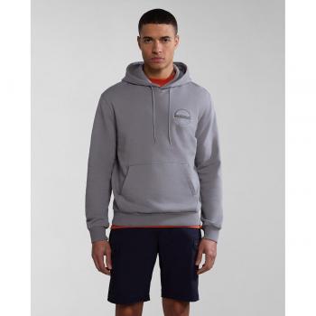 Sudadera de hombre Napapijri B-Bollo H Sum de algodón con capucha en gris neutro - XL