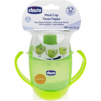 Chicco - Vaso evolutivo extra suave con asa y sistema antigotéo, 180 ml, 12m+, color verde