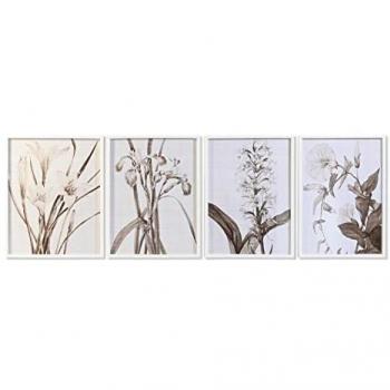 Cuadro DKD Home Decor Cristal Abedul 55 x 70 x 2,5 cm Flores (4 Piezas)