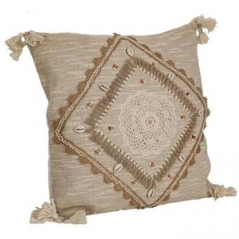 Cojín Bordado Conchitas Beige 45 x 8 x 45 cm