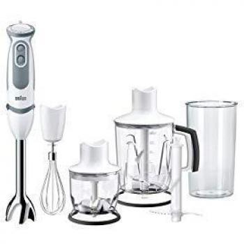 Braun Minipimer 5245 - Batidora de mano, 1000 W, 21 velocidades, y función turbo, anti-salpicuduras, 4 accesorios