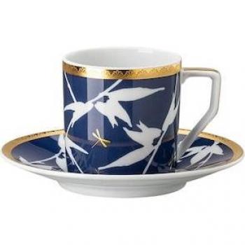 Taza de espresso y moka Rosenthal Heritage Turandot azul con plato, porcelana 2 piezas