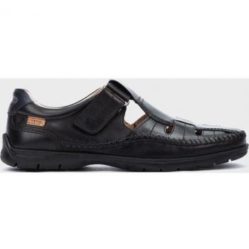 Pikolinos Sandalia de piel MARBELLA M9A para hombre en color negro con cierre adherente