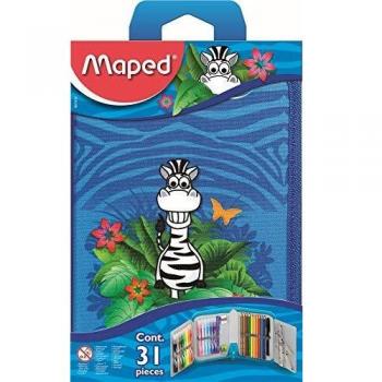 Estuche Escolar Maped Jungle 967814 con Cremallera - Set de 32 Piezas Surtidas