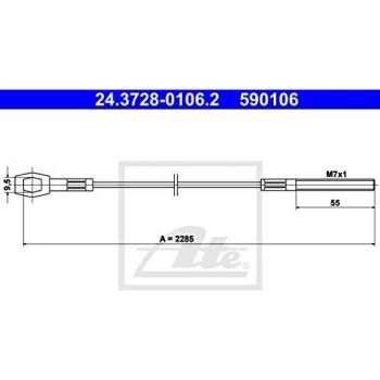 Cable de accionamiento del embrague ATE para VOLKSWAGEN Coccinelle/Beetle y Karmann GHIA (Ref: 24.3728-0106.2)