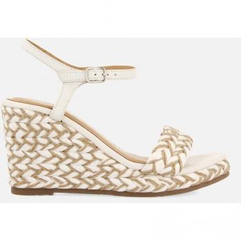 Sandalia Gioseppo TIGARD Blanca y Color Natural con Cuña Alta y Trenzados