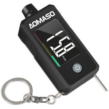 Manómetro para Neumático y de Profundidad del Dibujo 2 en 1 Aomaso con Llavero Cadena para Automóvil, SUV, Camioneta y Otros Vehículos