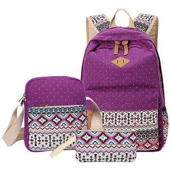 MingTai Backpack Mochilas Escolares Mujer Mochila Escolar Lona Bolsa Casual Para Chicas Bolsa De Hombro Mensajero Billetera Púrpura