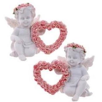 Puckator Chérubin Avec Coeur de Roses Figuritas Decorativas, Multicolor, único