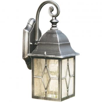 Aplique de exterior Genoa vidrio emplomado, IP23, E27, color negro y plata
