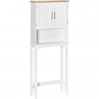 Mueble sobre Inodoro Armario Alto para Lavadora con 2 Puertas Balda Ajustable Interior y Estante de Almacenaje para Baño WC 64x22x165 cm Blanco