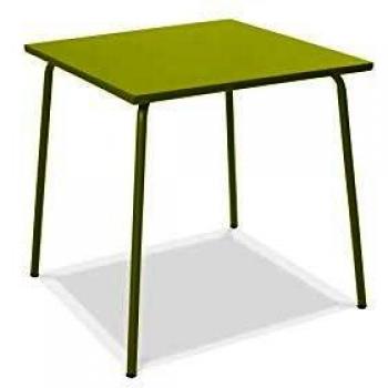 Mesa de jardín cuadrada Bistro de metal verde Oviala Palavas